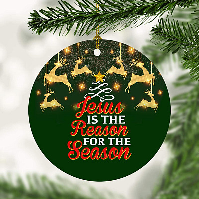 Jesus Is the Reason for The Season Decorative Christmas Ornament Keepsake - Holiday Flat Circle Ornament