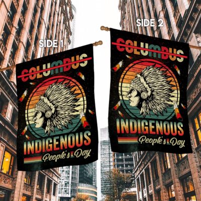 Alternative view of Anti Columbus Day Columbus Indigenous People Day Garden Flag - House Flag - Wall Flag