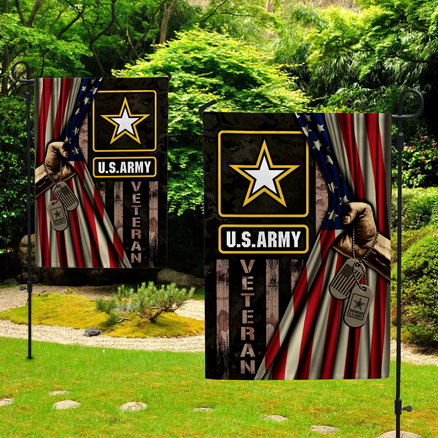 2KNG. US army-Side 1-30x40 Garden Flag Mockup 2 Side
