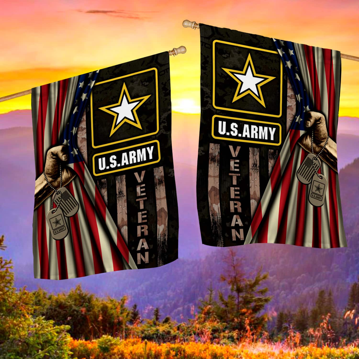 2KNG. US army-Side 1-30x40 House Flag Mockup 2 Side