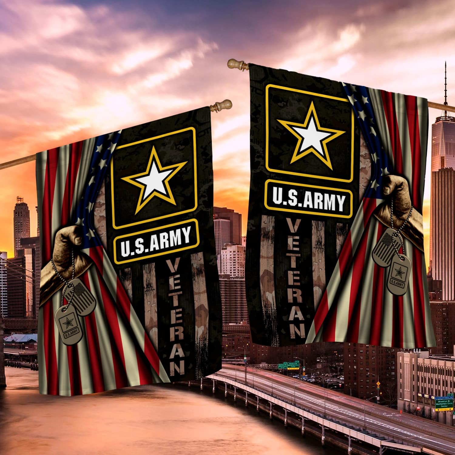 2KNG. US army-Side 1-30x40 House Flag Mockup 2 Side-2