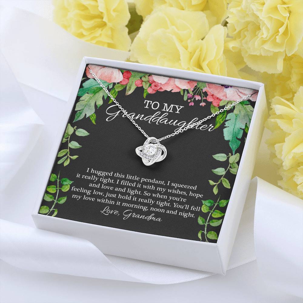 To My Granddaughter I Hugged This Little Pendant I Squeezed It Really Tight Love Knot Pendant Necklace