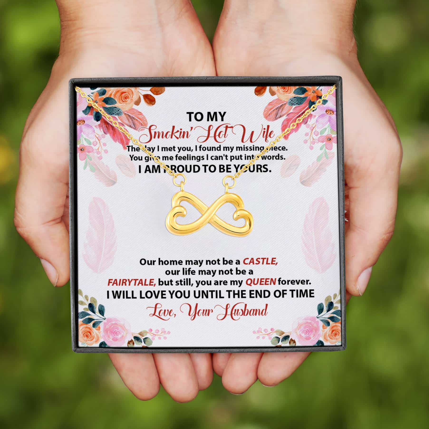 7VT. To My Smokin Hot Wife The Day I Met Infinity Heart Necklace (Gold)