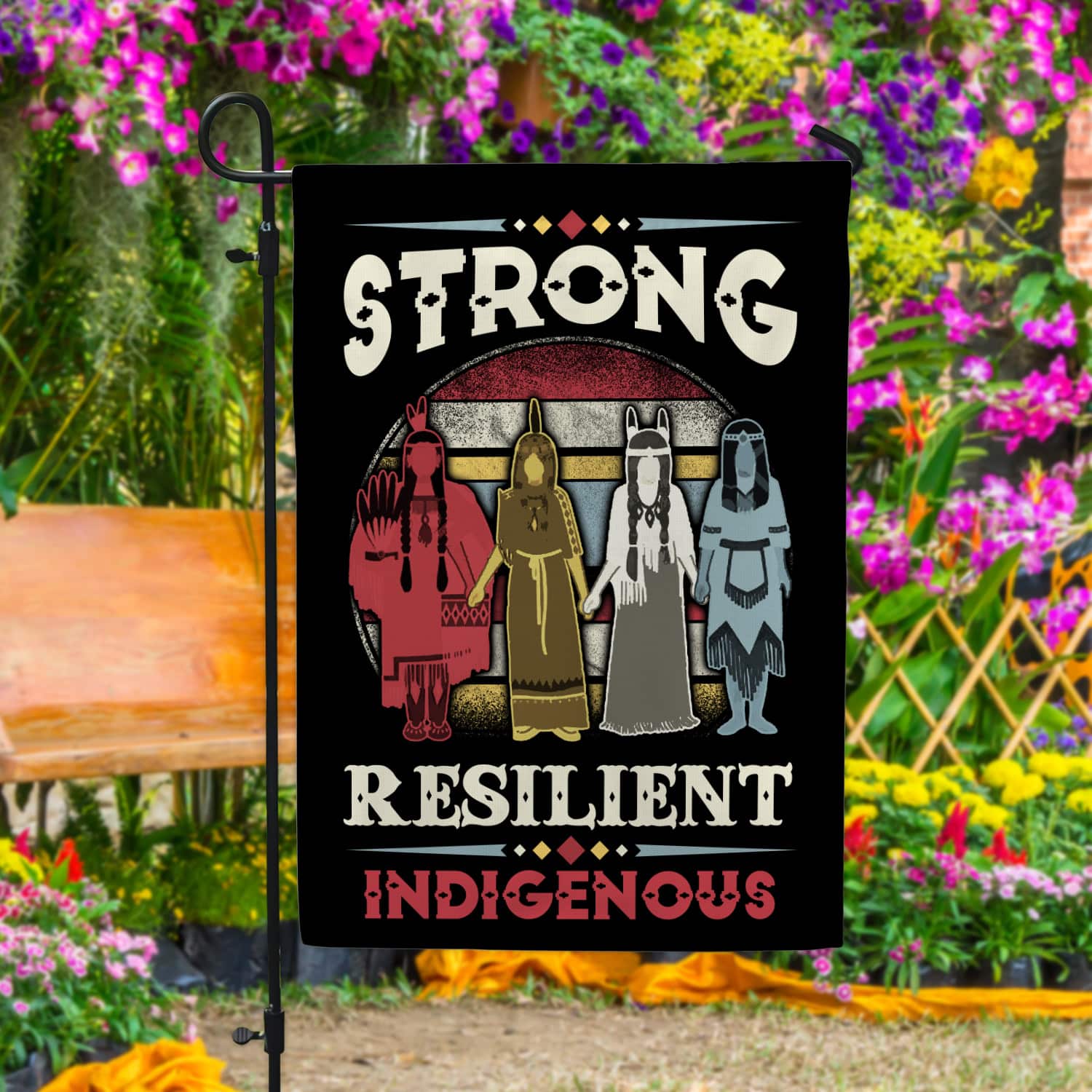 6KNG. Resilient Indigenous 30x40 Garden Flag Mockup 4