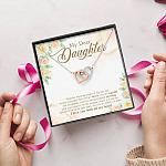 My Dear Daughter You Are Brave I Love You with All My Heart Interlocking Hearts Necklace