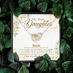 Personalized Name My Dear Daughter You Are Brave I Love You with All My Heart Interlocking Hearts Necklace