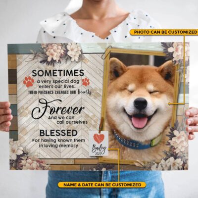 Personalized Photo Sometimes A Very Special Dog Enters Our Lives Floral Framed Canvas Print - Poster - Wall Art