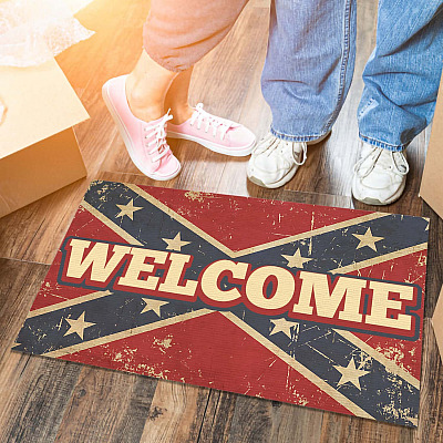 Welcome Confederate Outdoor House Doormat - Confederate States Of America Home Outdoor Doormat Entrance
