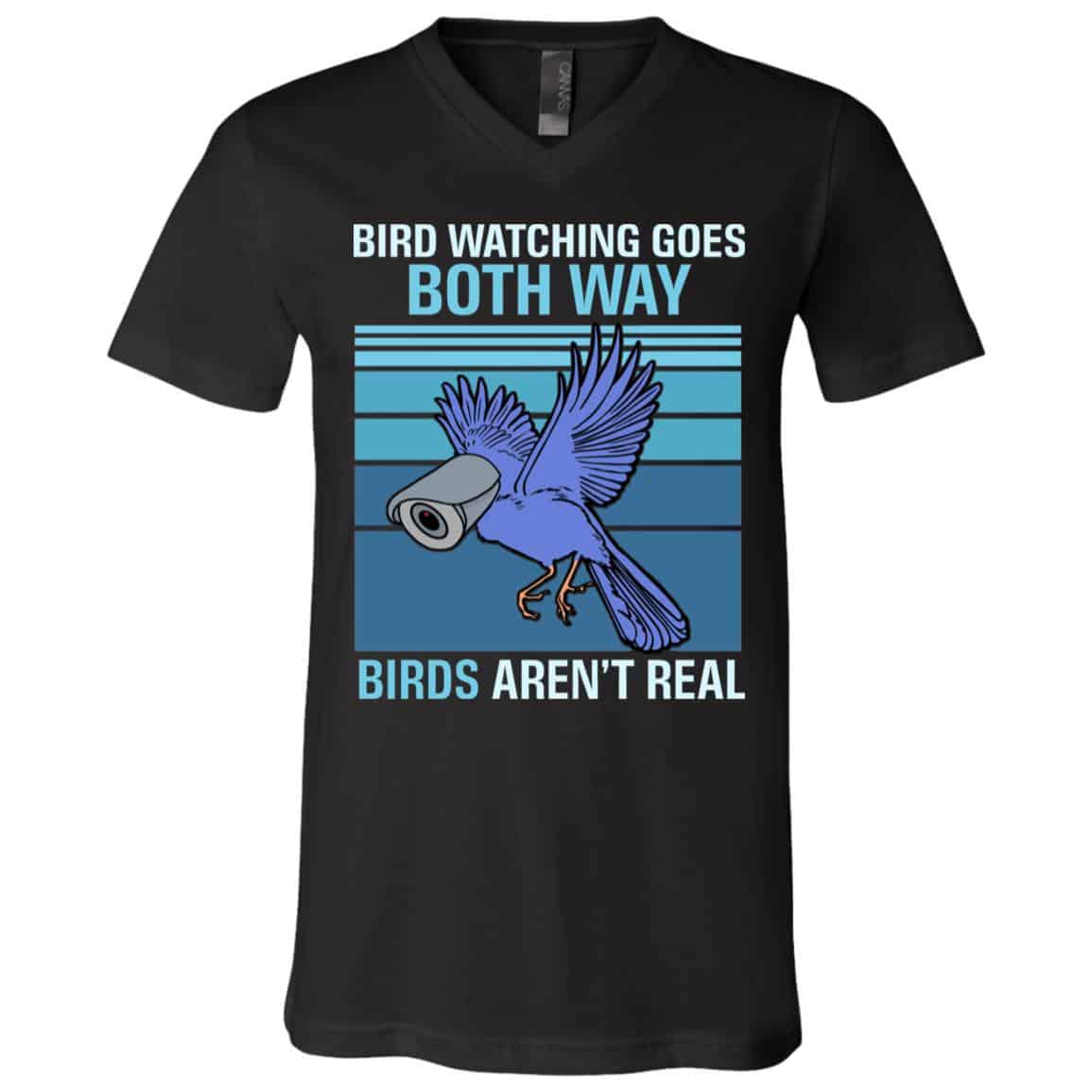 Birds Aren't Real Tshirt, Black, V-Neck T-Shirt