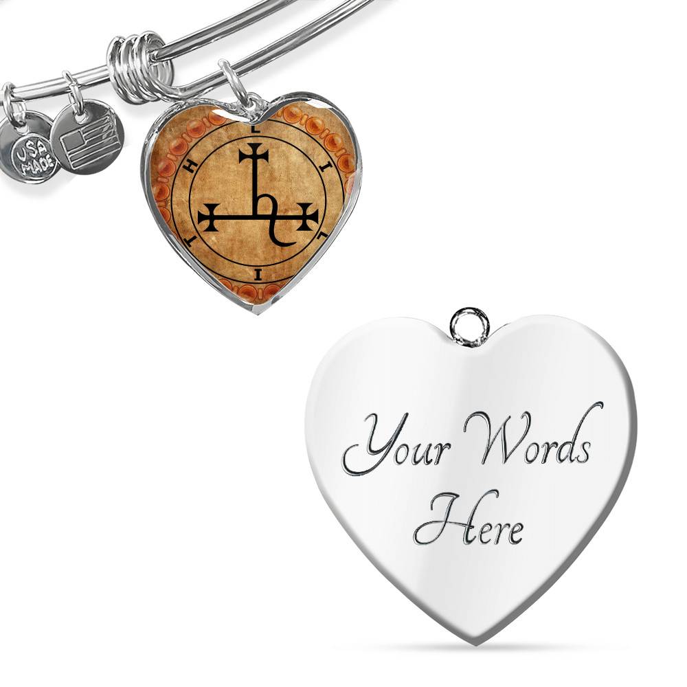 Sigil of Lilith Vintage Necklace Lilith Sigil Seal Heart Pendant Necklace - Bangle