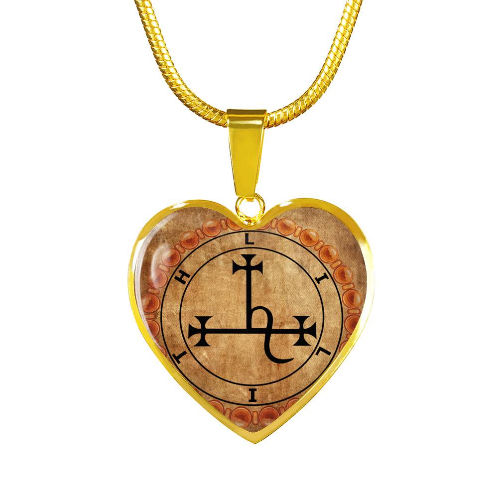 Sigil of Lilith Vintage Necklace Lilith Sigil Seal Heart Pendant Necklace - Bangle