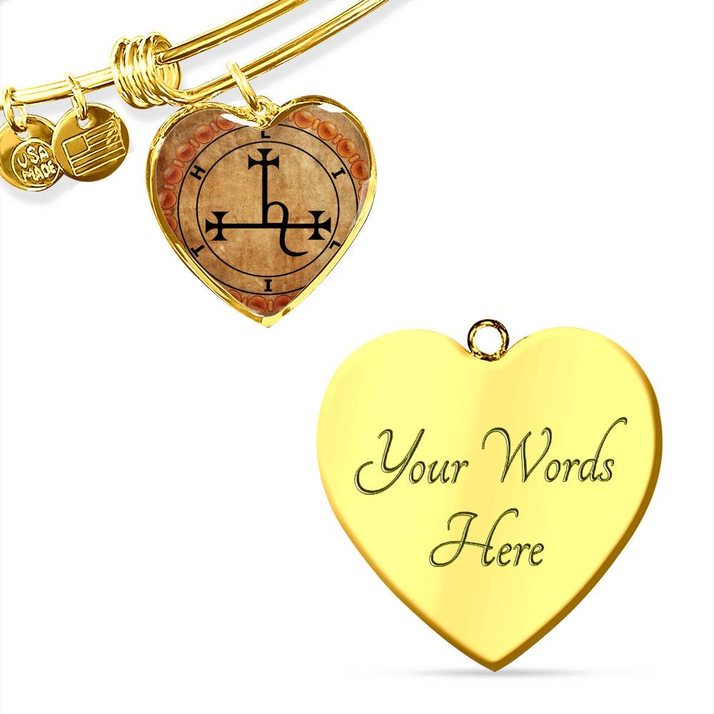 Sigil of Lilith Vintage Necklace Lilith Sigil Seal Heart Pendant Necklace - Bangle
