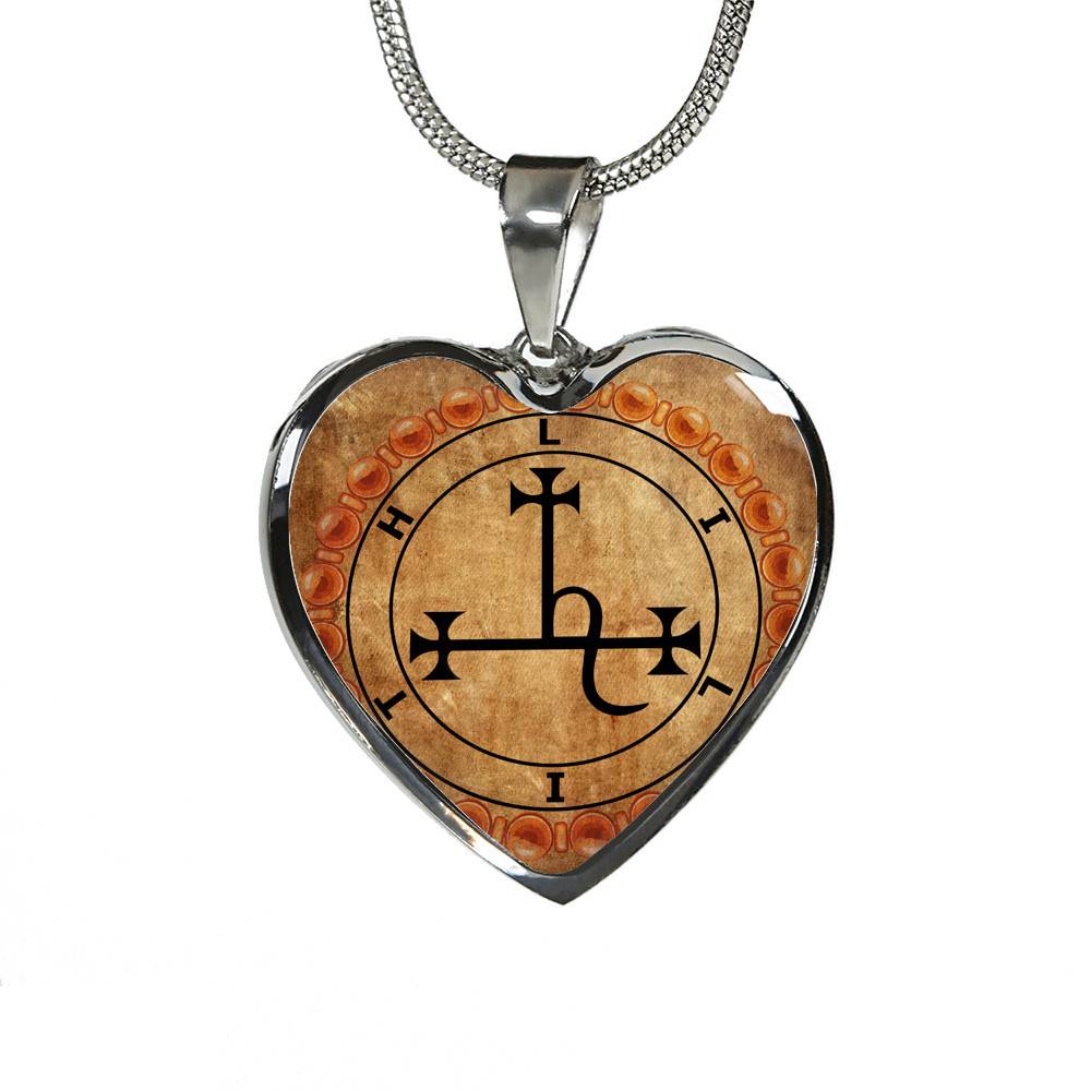 Sigil of Lilith Vintage Necklace Lilith Sigil Seal Heart Pendant Necklace - Bangle
