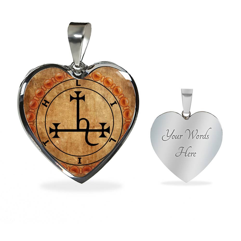 Sigil of Lilith Vintage Necklace Lilith Sigil Seal Heart Pendant Necklace - Bangle