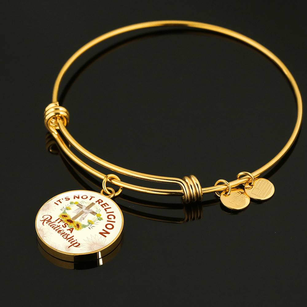 Jesus It's Not a Religion It's a Relationship Christian Cross Circle Pendant Necklace - Bangle