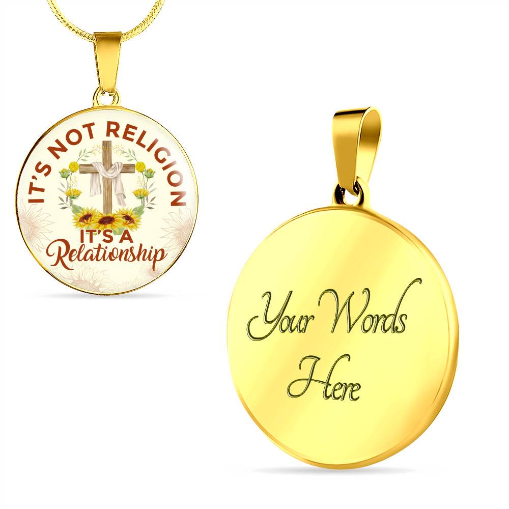 Jesus It's Not a Religion It's a Relationship Christian Cross Circle Pendant Necklace - Bangle