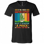 Retro I'm No Cactus tshirt, Black, V-Neck T-Shirt