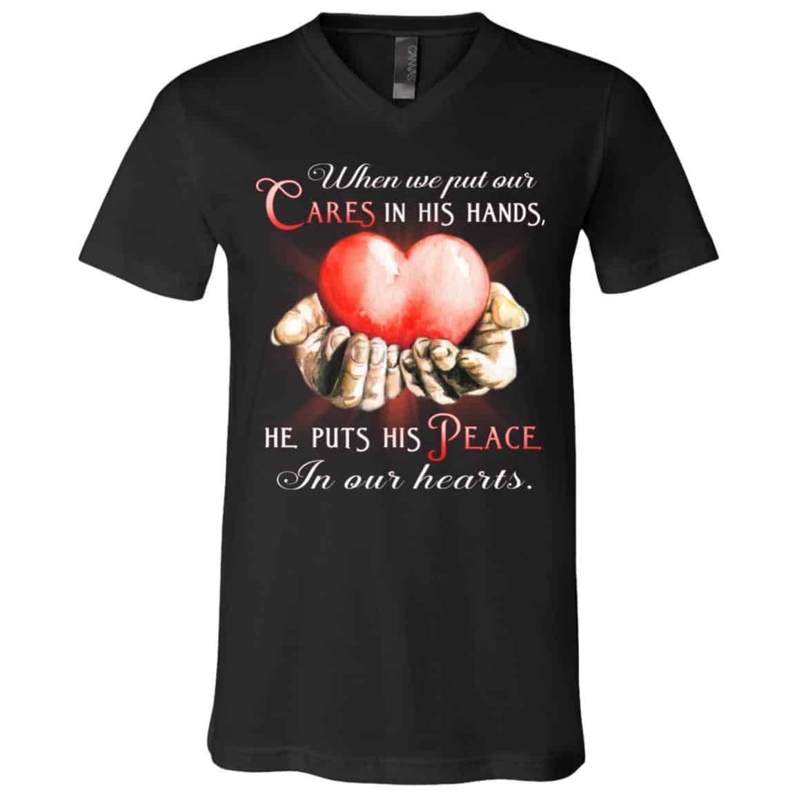 When We Put Our Cares Tshirt, Black, V-Neck T-Shirt
