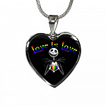 LGBT Pride Love Is Love Rainbow Jack Skellington Heart Pendant Necklace - Love Pride Heart Necklace