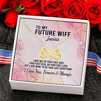 Alternative view of Personalized Name to My Future Wife I May Not Be Your First Date Infinity Pendant Necklace