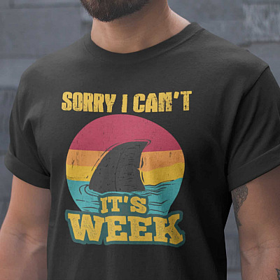 Sorry I Can't It's Week Vintage Retro Shark Lover T-Shirt - V-Neck Shirt