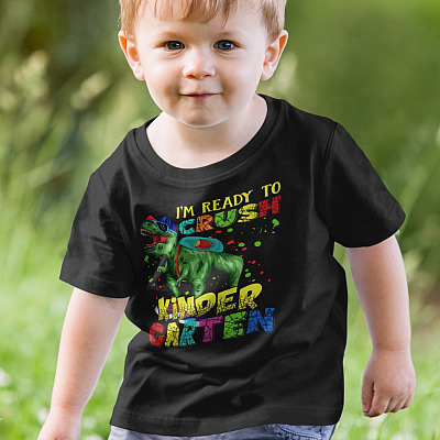 Alternative view of I'm Ready To Crush Kindergarten Funny Dinosaur Youth T-Shirt - Funny Kindergarten Back To School Shirt For Kids