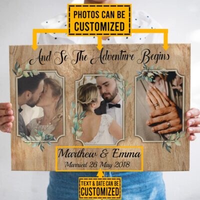 Alternative view of Personalized Photo And So The Adventure Begins Couple Framed Canvas Prints - Custom Name Couple Unframed Poster