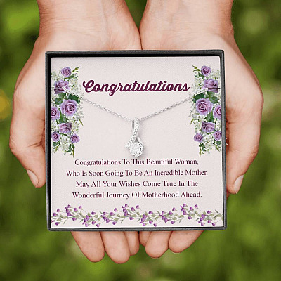 Congratulations Wonderful Journey Of Motherhood Ahead Mama To Be Alluring Beauty Necklace - Mom To Be Gifts