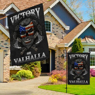 Alternative view of Victory Or Valhalla Decorative Garden Flag - Indoor Outdoor Flag - House Flag - American Viking Flag