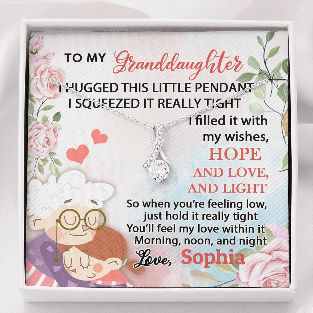 Personalized Name To My Granddaughter I Hugged This Little Pendant Alluring Pendant Necklace - Alluring Beauty Necklace