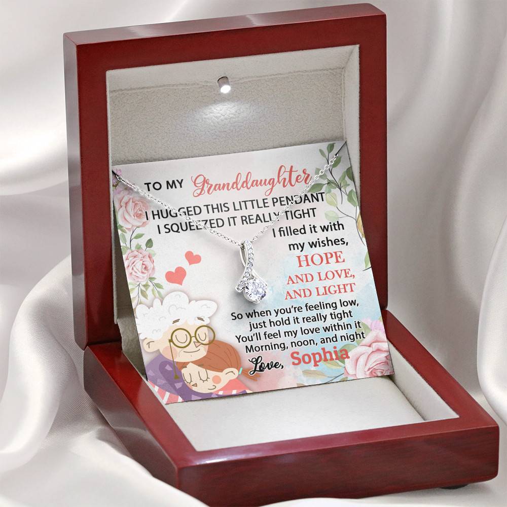 Personalized Name To My Granddaughter I Hugged This Little Pendant Alluring Pendant Necklace