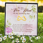 3VT. To My New Mom Wedding Day Infinity Heart Necklace (Gold) 7