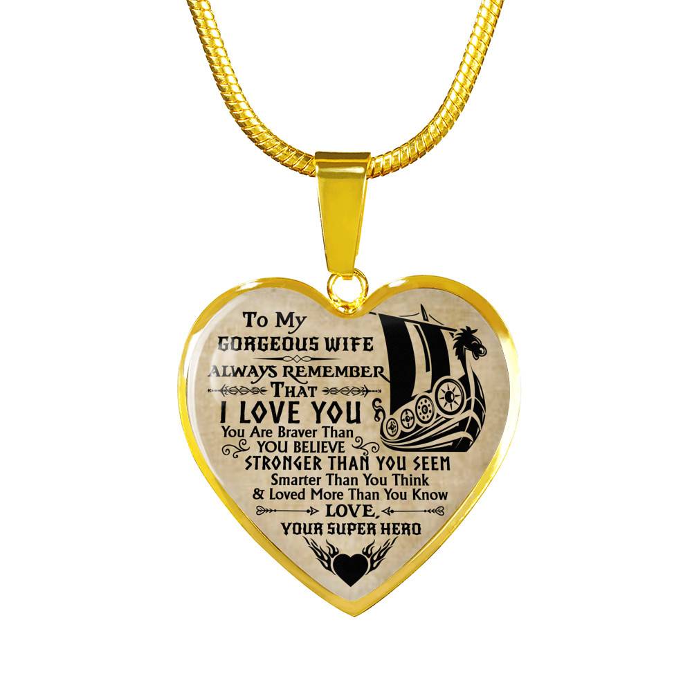 Personalized Couple Name To My Shieldmaiden Always Remember I Love You Viking Warrior Saying Heart Necklace