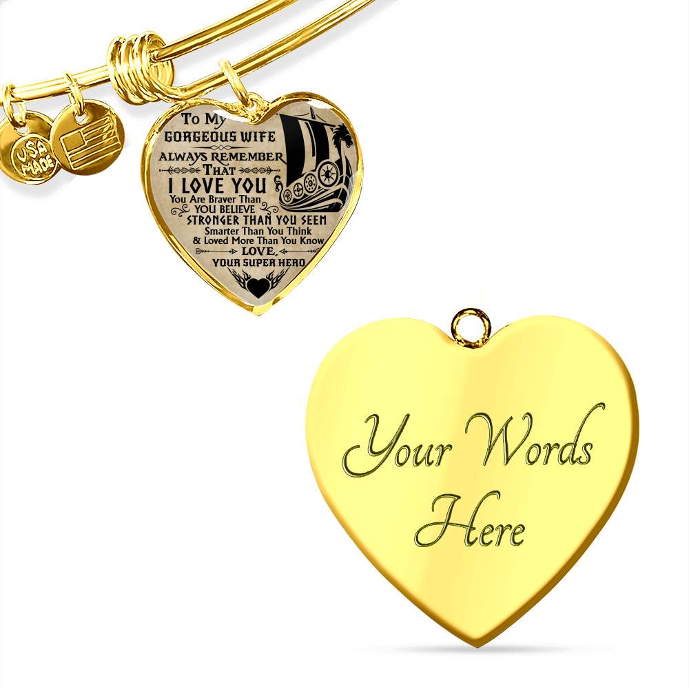 Personalized Couple Name To My Shieldmaiden Always Remember I Love You Viking Warrior Saying Heart Necklace