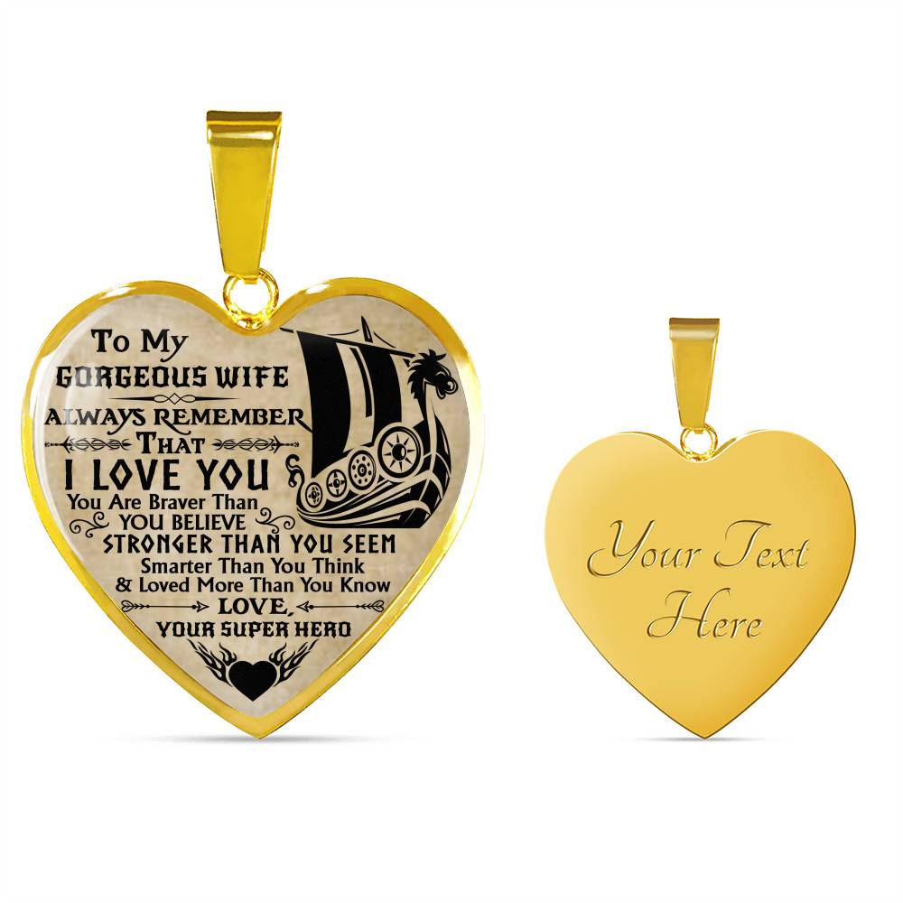 Personalized Couple Name To My Shieldmaiden Always Remember I Love You Viking Warrior Saying Heart Necklace
