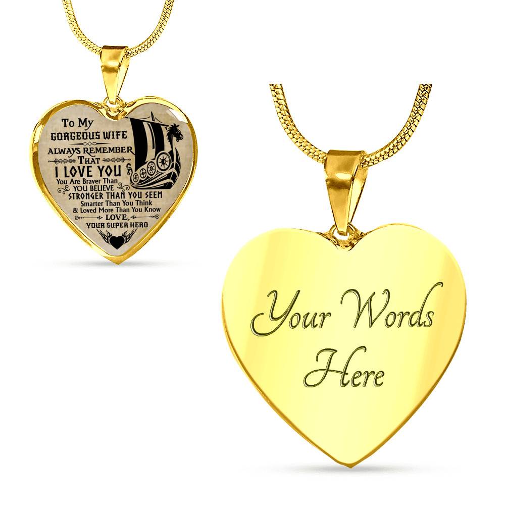 Personalized Couple Name To My Shieldmaiden Always Remember I Love You Viking Warrior Saying Heart Necklace