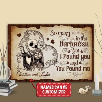 Alternative view of Personalized Couple Name So Many In The Darkness Jack I Found You Sally Found Me Custom Canvas Poster Wall Art