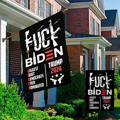 Alternative view of Pro Trump - Biden Is Not My President Garden Flag - Trump 2024 House Flag - Wall Flag