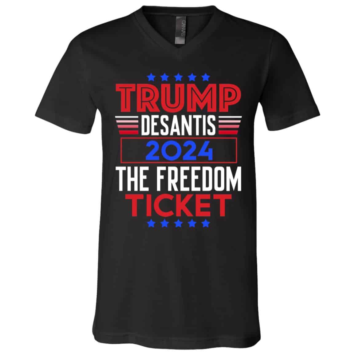 Trump DeSantis 2024 The Freehirt2, Black, V-Neck T-Shirt