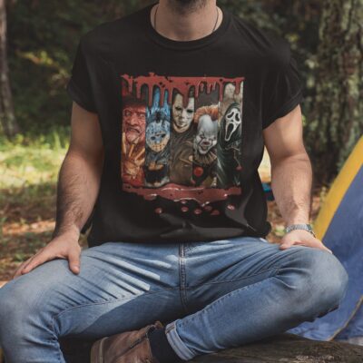 Alternative view of Horror Movies Halloween Characters T-Shirt - Halloween Scary Characters Shirt