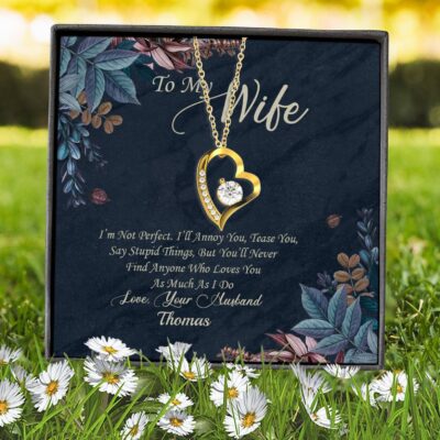 Alternative view of Personalized To My Wife Im Not Perfect But I Love You Very Much Forever Love Heart Pendant Necklace - Gift For Wife