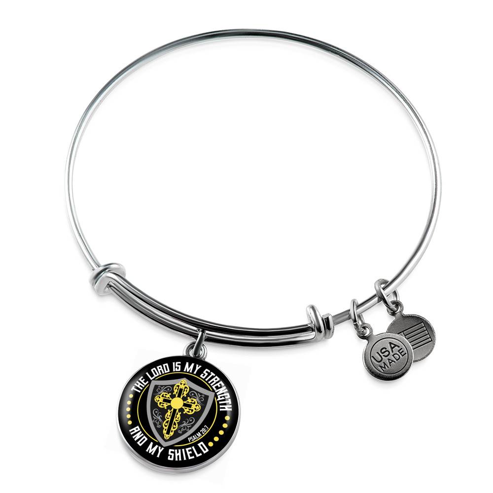Cross the Lord Is My Strength and My Shield Christian Circle Pendant Necklace