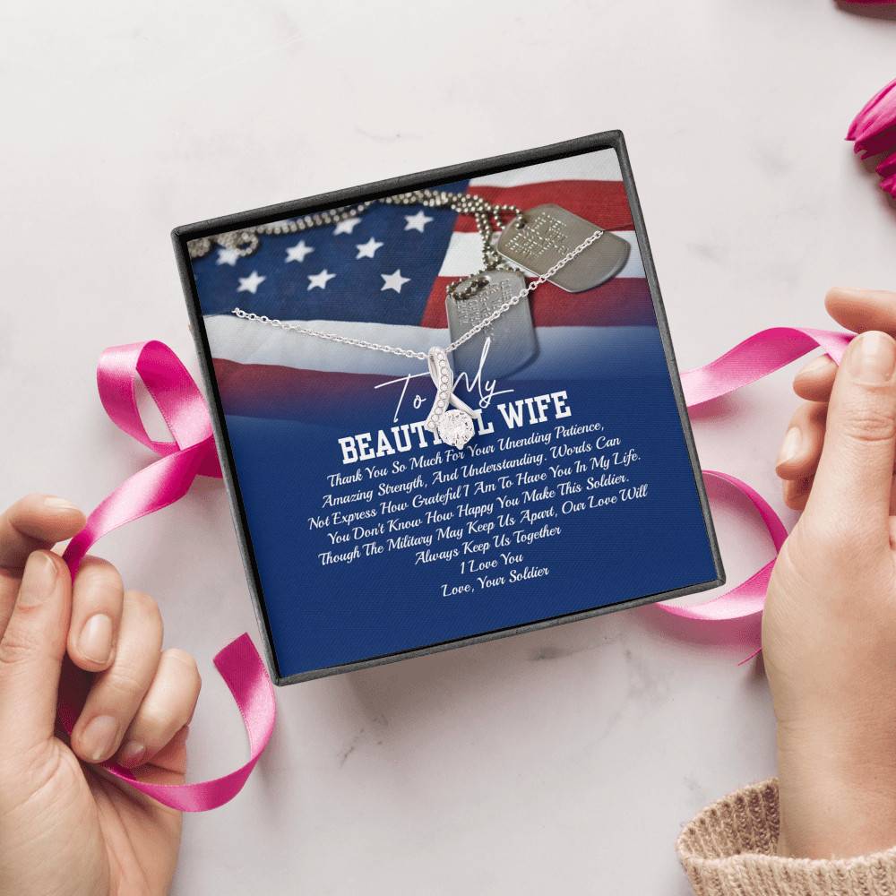 To My Beautiful Army Wife Thank You So Much For Your Unending Patience Alluring Beauty Necklace - Army Wife Gift