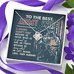 To The Best Army Wife A Soldier Fights Because He Loves What He Left Behind Love Knot Pendant Necklace