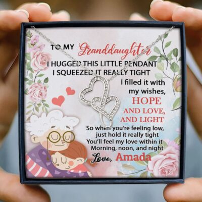 Alternative view of Personalized Name To My Granddaughter I Hugged This Little Pendant Double Hearts Necklace Pendant Necklace
