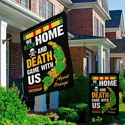 Alternative view of We Came Home And Death Came With Us Vietnam Veteran Agent Orange Decorative Garden Flag - House Flag