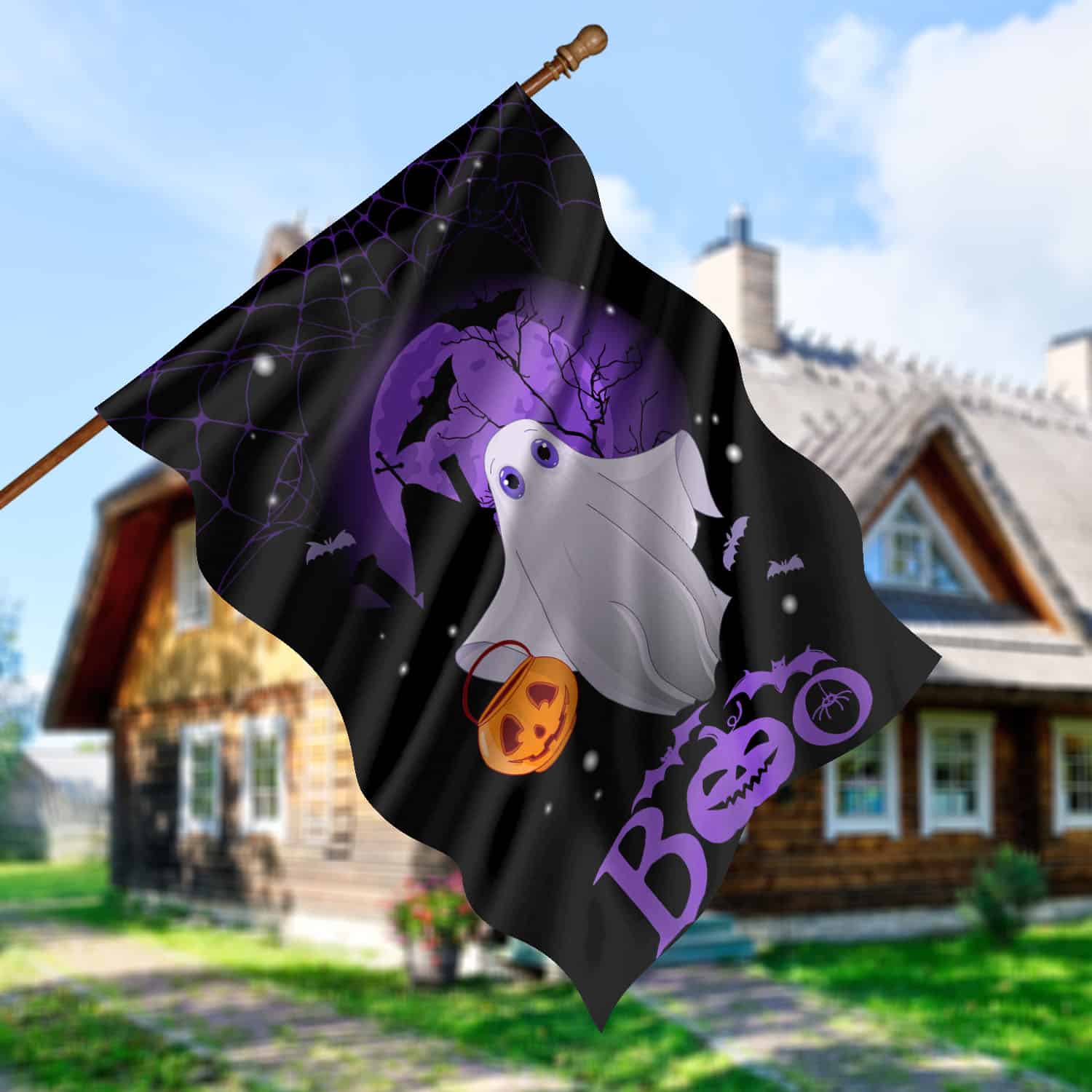 5O. Boo Ghost-30x40 House Flag Mockup 5