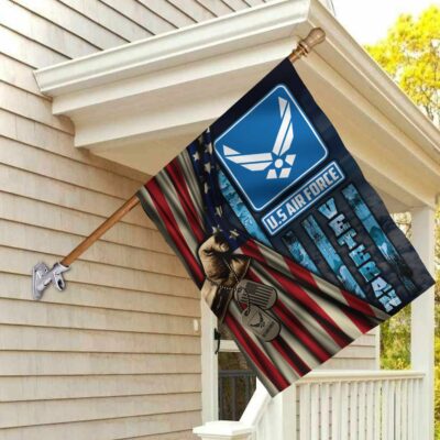 US Air Force Veteran Hand Pulling American Outdoor House Flag - US Air Force Veteran Home Garden Flag