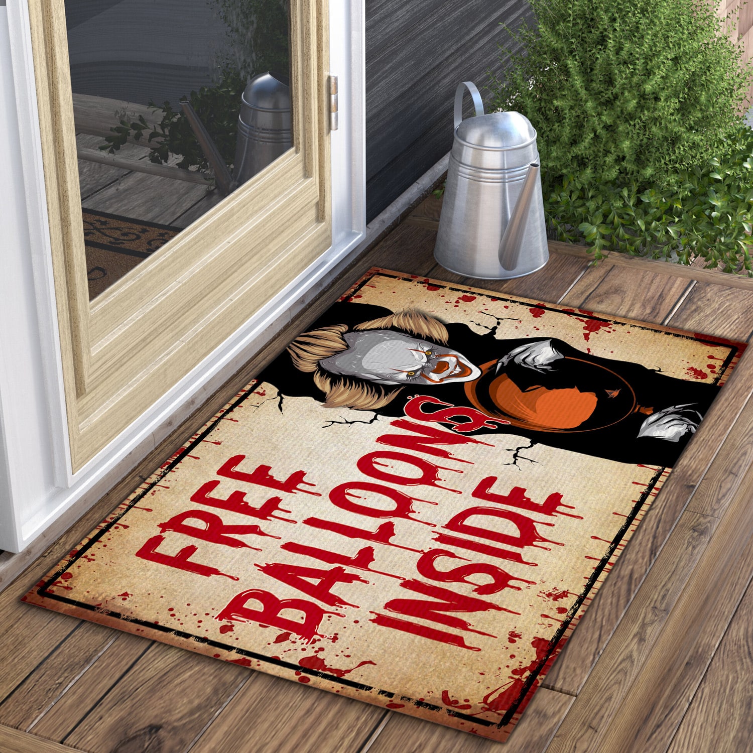 Free Balloon Inside Halloween Clown Doormat Creepy Halloween Indoor