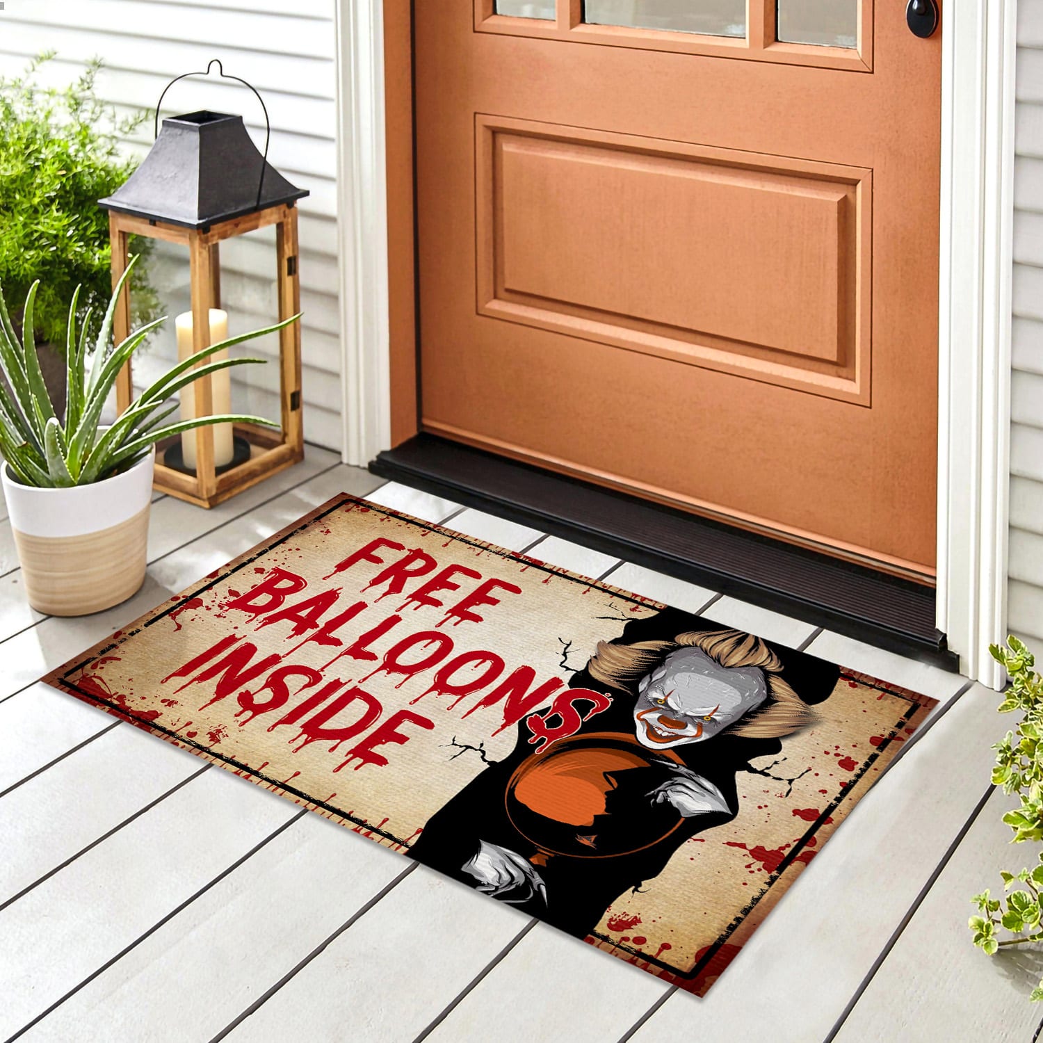 Free Balloon Inside Halloween Clown Doormat Creepy Halloween Indoor